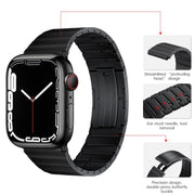 For Apple Watch SE 44mm PG65 Single Bead Bamboo Joint Spring Bars Titanium Metal Watch Band(Black)