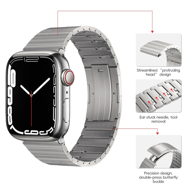 For Apple Watch SE 44mm PG65 Single Bead Bamboo Joint Spring Bars Titanium Metal Watch Band(Silver)