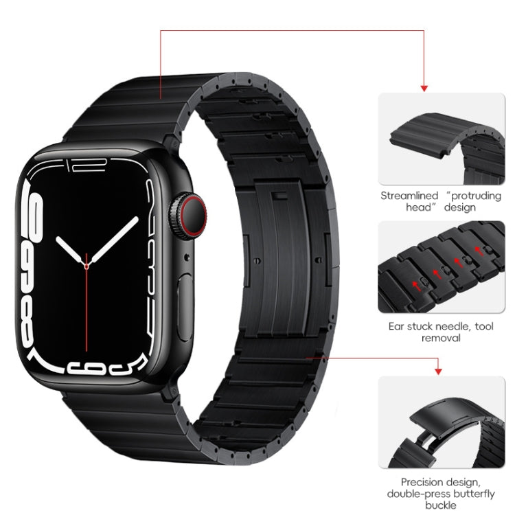 For Apple Watch 42mm PG65 Single Bead Bamboo Joint Spring Bars Titanium Metal Watch Band(Black)