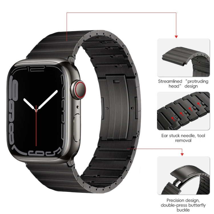 For Apple Watch 38mm PG65 Single Bead Bamboo Joint Spring Bars Titanium Metal Watch Band(Graphite Black)
