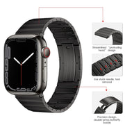For Apple Watch 38mm PG65 Single Bead Bamboo Joint Spring Bars Titanium Metal Watch Band(Graphite Black)