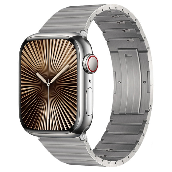 For Apple Watch Series 10 42mm PG65 Single Bead Bamboo Joint Spring Bars Titanium Metal Watch Band(Silver)