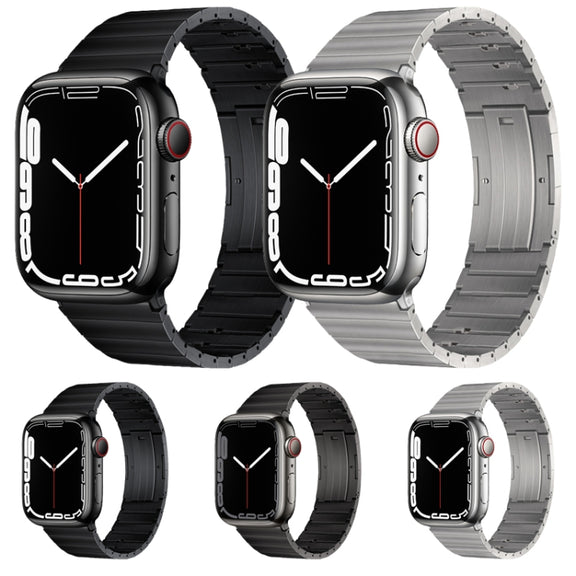 For Apple Watch Series 10 42mm PG65 Single Bead Bamboo Joint Spring Bars Titanium Metal Watch Band(Black)