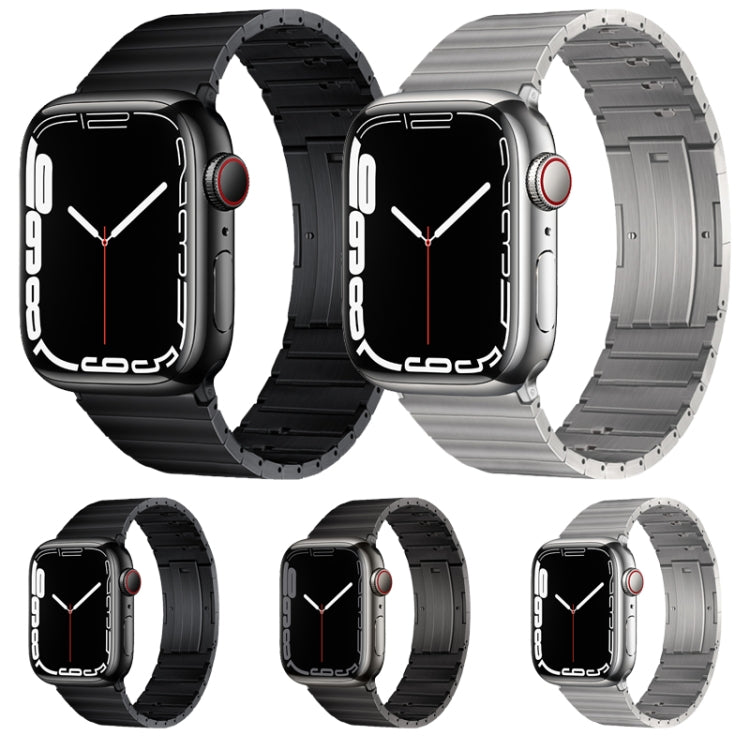 For Apple Watch 38mm PG65 Single Bead Bamboo Joint Spring Bars Titanium Metal Watch Band(Graphite Black)