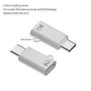 8 Pin Female to Type-C Male Adapter Audio Sound Card Connector With Hanging Ear