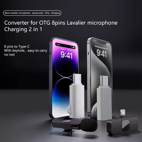 8 Pin Female to Type-C Male Adapter Audio Sound Card Connector With Hanging Ear
