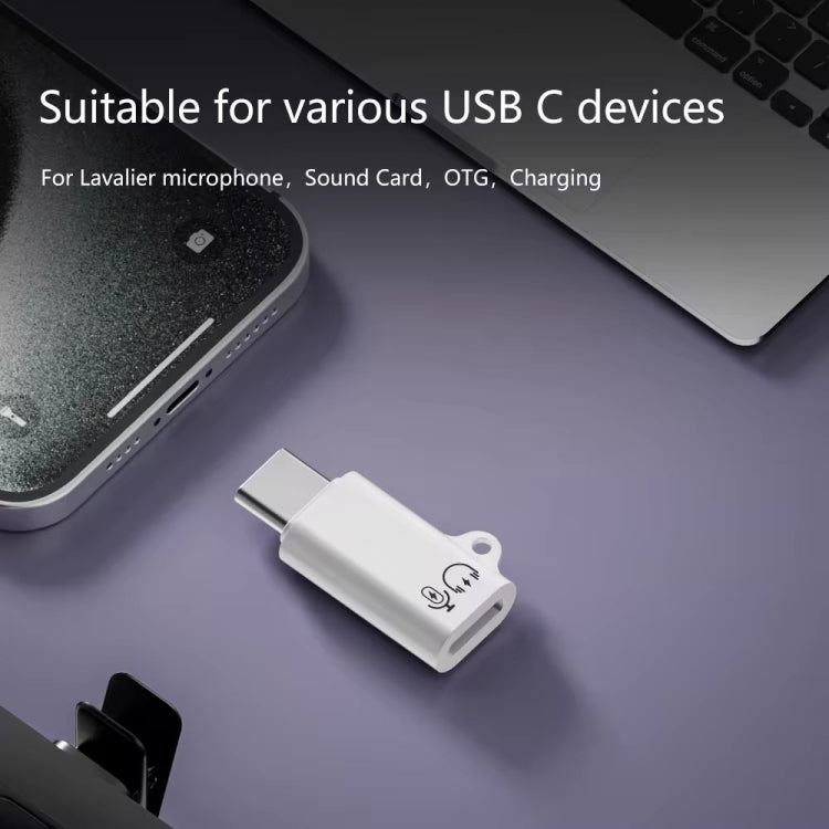 8 Pin Female to Type-C Male Adapter Audio Sound Card Connector With Hanging Ear
