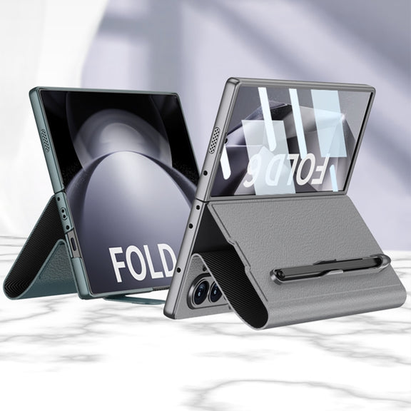 For Samsung Galaxy Z Fold6 GKK Integrated Flip Leather Case with Pen Slotm, Stylus Not Included(Grey)