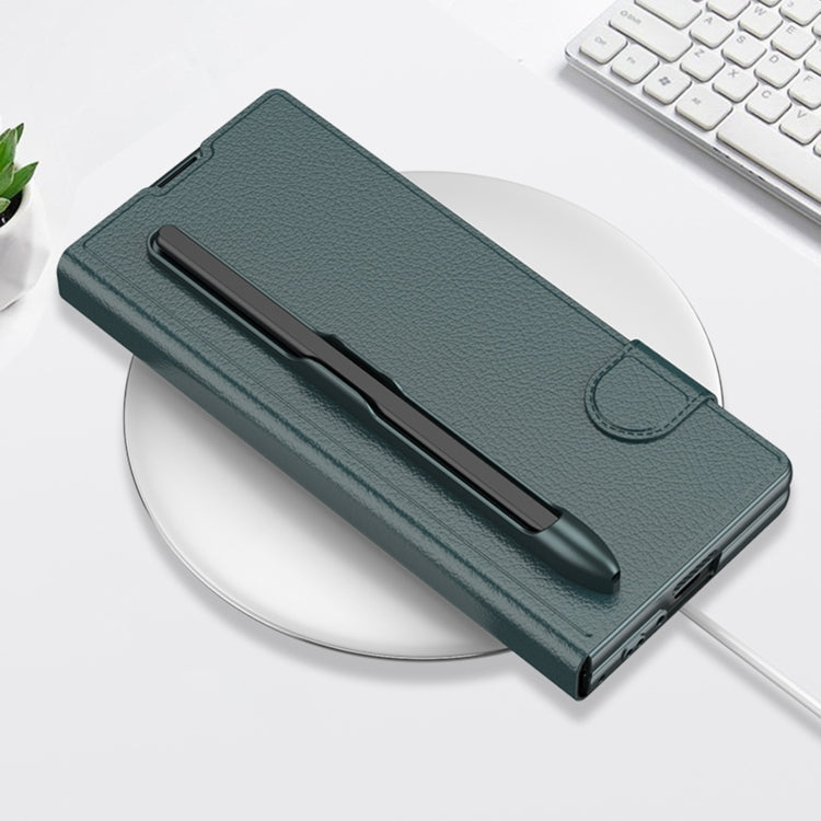 For Samsung Galaxy Z Fold6 GKK Integrated Flip Leather Case with Pen Slotm, Stylus Not Included(Grey)