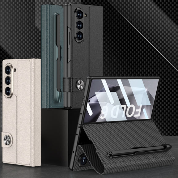 For Samsung Galaxy Z Fold6 GKK Integrated Flip Leather Case with Pen Slotm, Stylus Not Included(Titanium Grey)