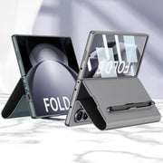 For Samsung Galaxy Z Fold6 GKK Integrated Flip Leather Case with Pen Slotm, Stylus Not Included(Titanium Grey)
