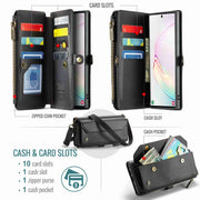 For Samsung Galaxy Note10+ CaseMe C36 Card Slots Zipper Wallet RFID Anti-theft Leather Phone Case(Black)