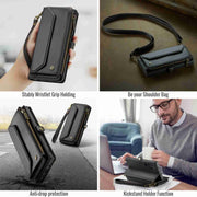 For Samsung Galaxy Note10+ CaseMe C36 Card Slots Zipper Wallet RFID Anti-theft Leather Phone Case(Black)