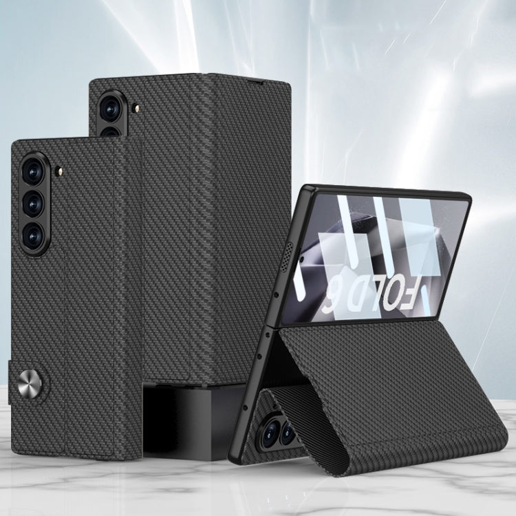 For Samsung Galaxy Z Fold6 GKK Integrated Flip Leather Phone Case(Carbon Fiber Texture)