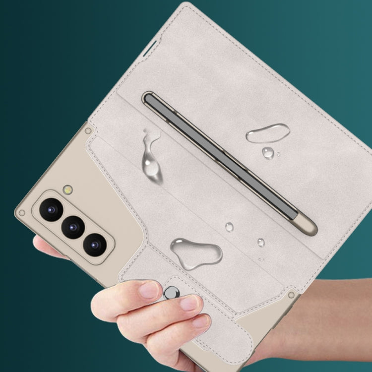 For Samsung Galaxy Z Fold6 GKK Integrated Armor Flip Leather Case with Pen Slot, Stylus Not Included(Titanium Grey)
