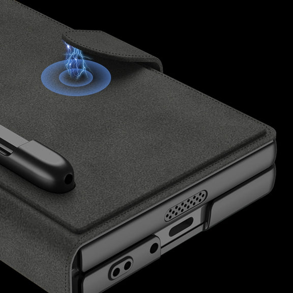 For Samsung Galaxy Z Fold6 GKK Integrated Armor Flip Leather Case with Pen Slot, Stylus Not Included(Titanium Grey)