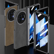 For vivo X Fold3 GKK Integrated Magnetic Fold Hinge Leather Shockproof Phone Case(Matte Black)