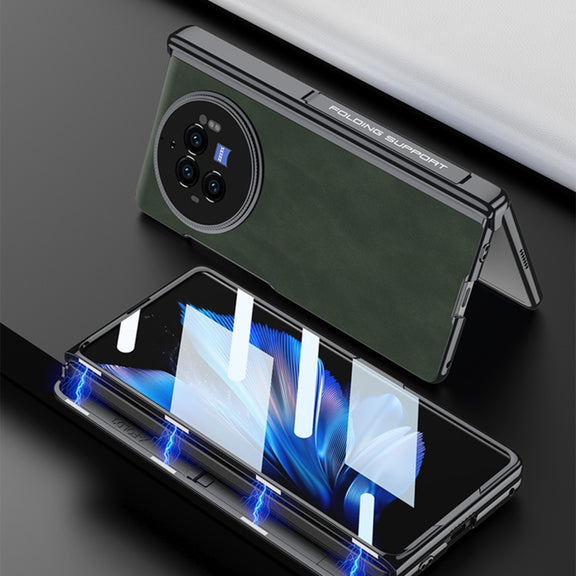 For vivo X Fold3 GKK Integrated Magnetic Fold Hinge Leather Shockproof Phone Case(Matte Black)