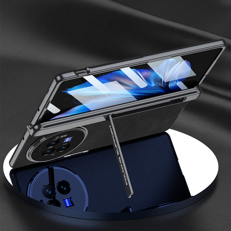 For vivo X Fold3 GKK Integrated Magnetic Fold Hinge Leather Shockproof Phone Case(Matte Black)