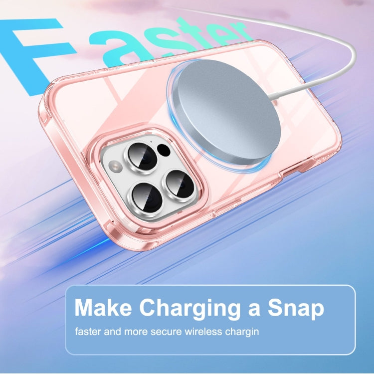 For iPhone 16 Pro Max Colorful MagSafe Magnetic PC Hybrid TPU Phone Case(Pink)