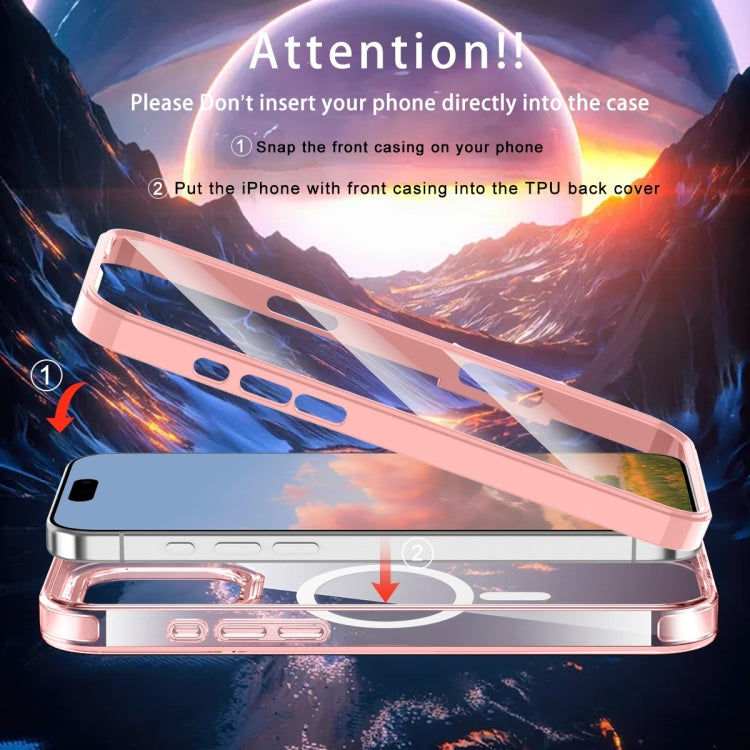 For iPhone 16 Pro Max Colorful MagSafe Magnetic PC Hybrid TPU Phone Case(Pink)