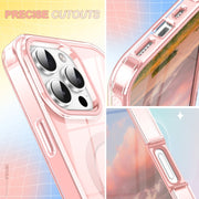 For iPhone 16 Pro Max Colorful MagSafe Magnetic PC Hybrid TPU Phone Case(Pink)