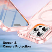 For iPhone 16 Pro Max Colorful MagSafe Magnetic PC Hybrid TPU Phone Case(Pink)