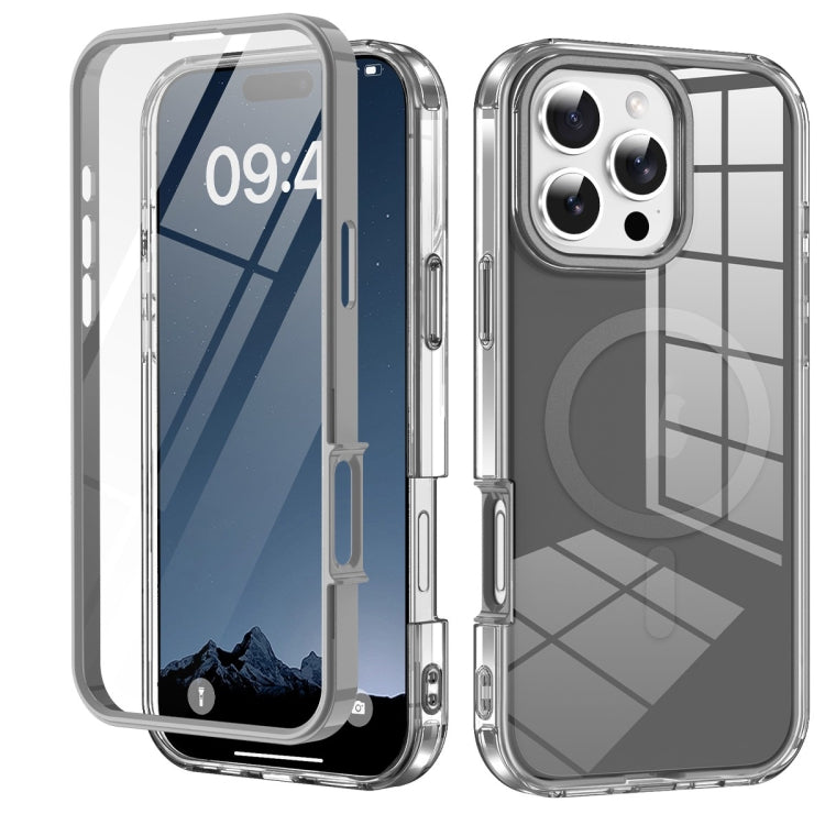 For iPhone 16 Pro Colorful MagSafe Magnetic PC Hybrid TPU Phone Case(Grey)