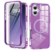 For iPhone 16 Plus Colorful MagSafe Magnetic PC Hybrid TPU Phone Case(Dark Purple)