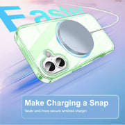 For iPhone 16 Colorful MagSafe Magnetic PC Hybrid TPU Phone Case(Green)