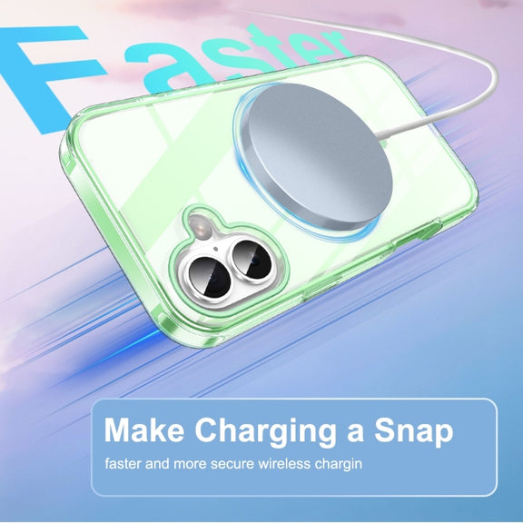 For iPhone 16 Colorful MagSafe Magnetic PC Hybrid TPU Phone Case(Green)
