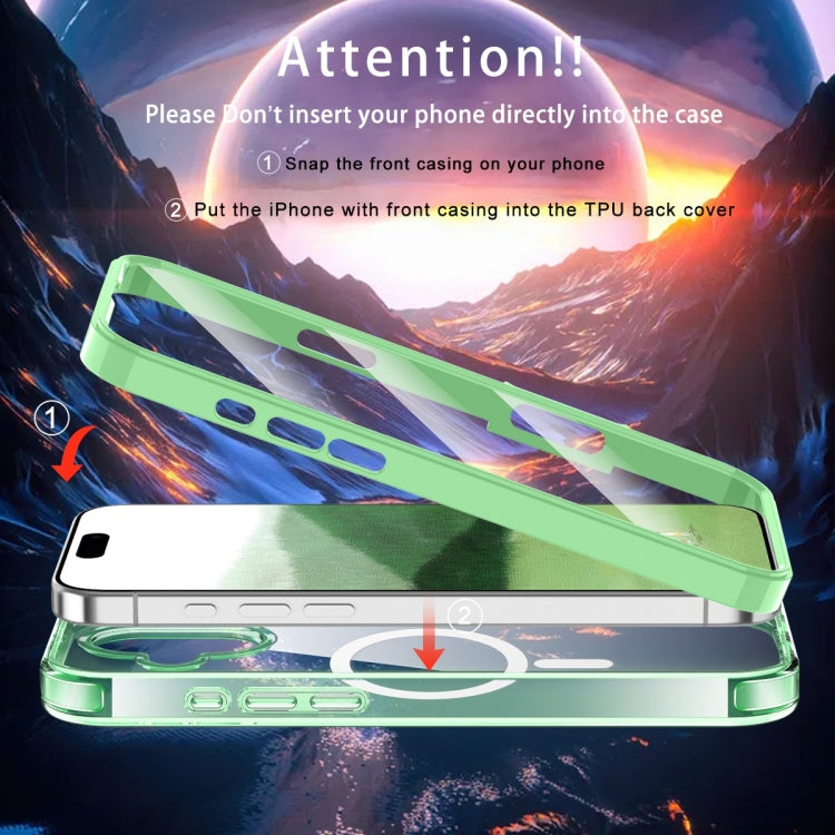 For iPhone 16 Colorful MagSafe Magnetic PC Hybrid TPU Phone Case(Green)