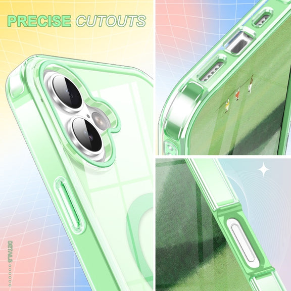For iPhone 16 Colorful MagSafe Magnetic PC Hybrid TPU Phone Case(Green)