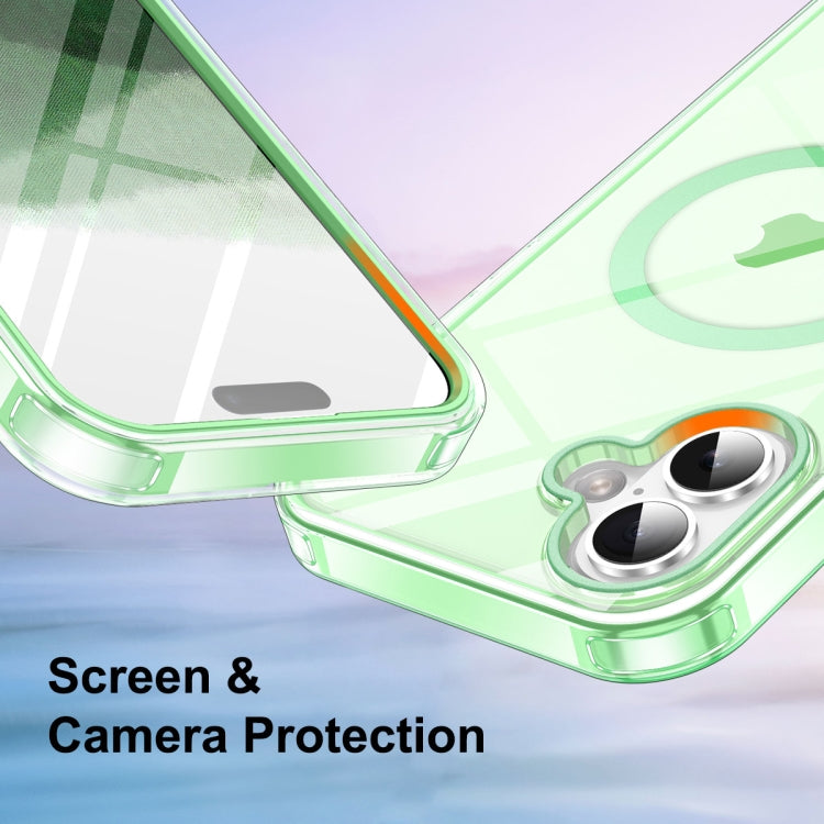 For iPhone 16 Colorful MagSafe Magnetic PC Hybrid TPU Phone Case(Green)