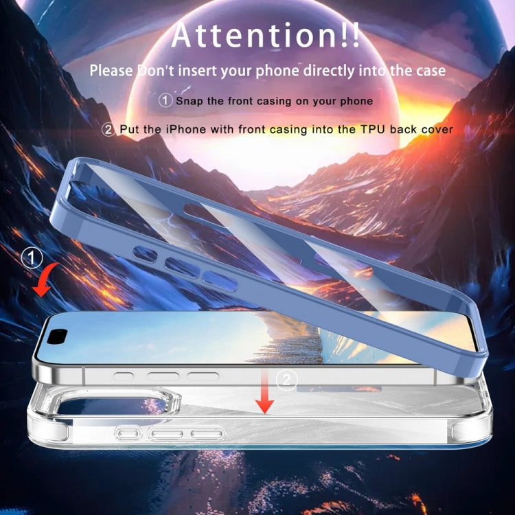 For iPhone 16 Pro Max IMD Gradient Feather PC Hybrid TPU Phone Case(Blue)
