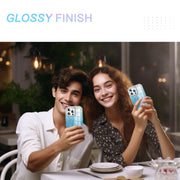 For iPhone 16 Pro Max IMD Gradient Feather PC Hybrid TPU Phone Case(Blue)