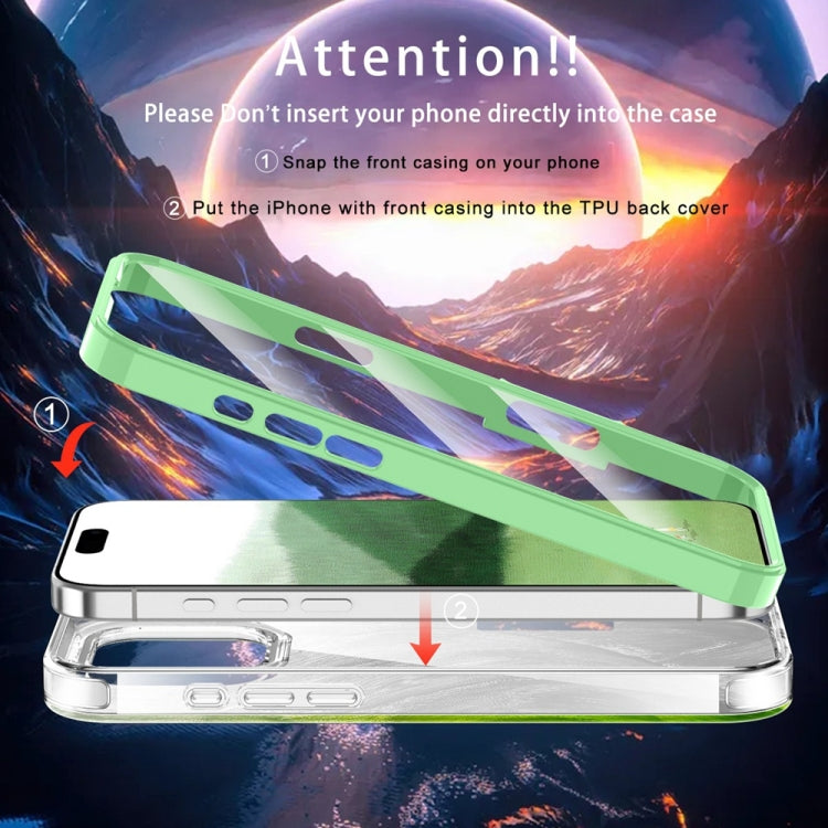 For iPhone 16 Pro IMD Gradient Feather PC Hybrid TPU Phone Case(Green)