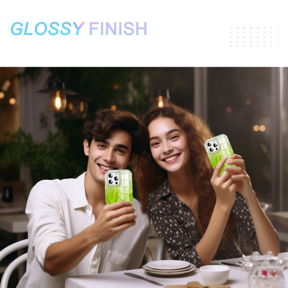For iPhone 16 Pro IMD Gradient Feather PC Hybrid TPU Phone Case(Green)