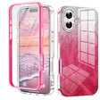 For iPhone 16 IMD Gradient Feather PC Hybrid TPU Phone Case(Rose Red) - iPhone 16 Cases by PMC Jewellery | Online Shopping South Africa | PMC Jewellery | Buy Now Pay Later Mobicred