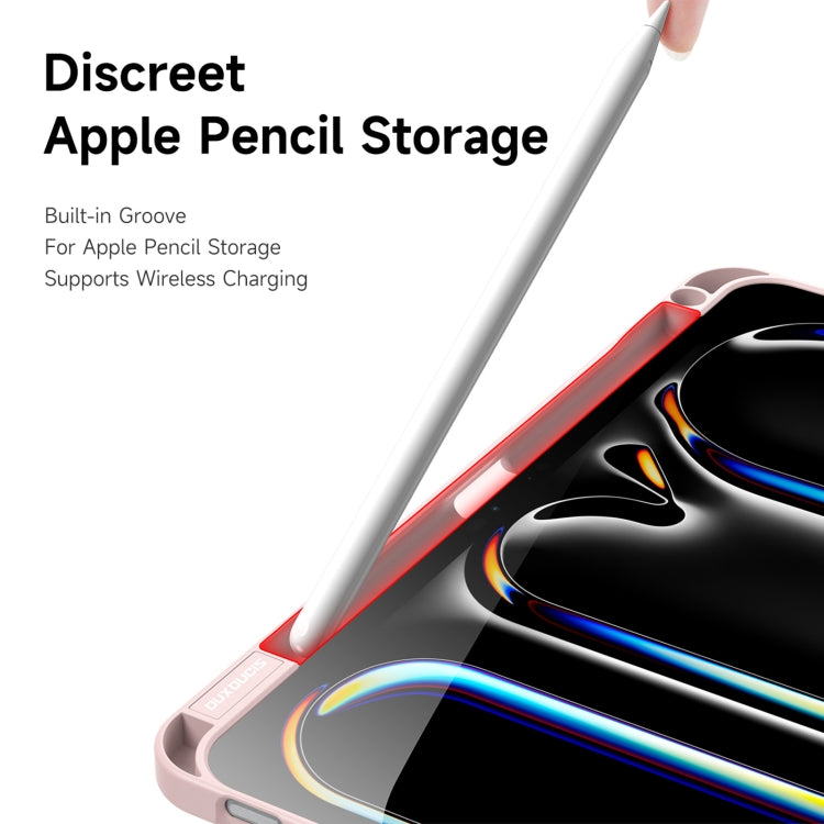 For iPad Pro 11 2024 DUX DUCIS Magi Series Smart Leather Tablet Case(Pink)