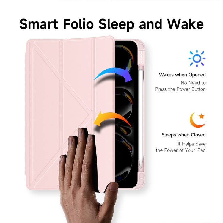 For iPad Pro 11 2024 DUX DUCIS Magi Series Smart Leather Tablet Case(Pink)