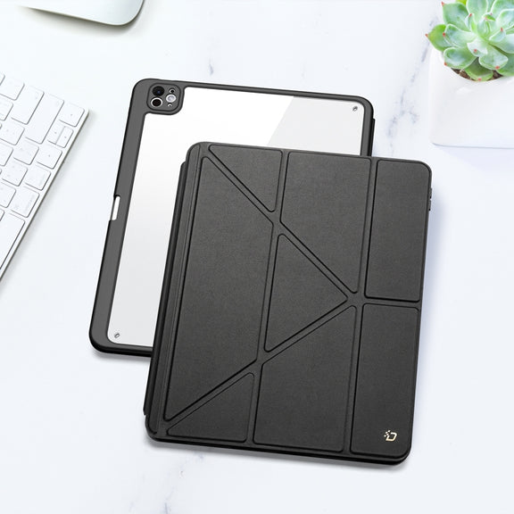 For iPad Pro 13 2024 DUX DUCIS Magi Series Smart Leather Tablet Case(Black)