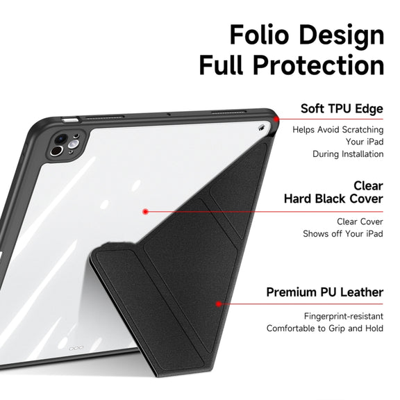 For iPad Pro 13 2024 DUX DUCIS Magi Series Smart Leather Tablet Case(Black)