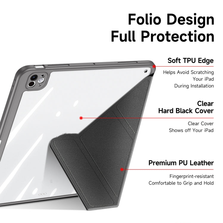 For iPad Pro 13 2024 DUX DUCIS Magi Series Smart Leather Tablet Case(Grey)