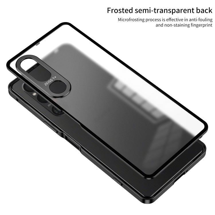 For Sony Xperia 1 V Snap Buckle Metal Frame Frosted Phone Case(Black)