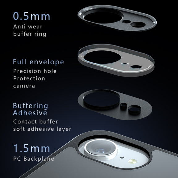 For iPhone 16e Armor Precise Hole PC Hybrid TPU Phone Case(Frosted Black)