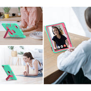 For iPad Air 11 2025 / 2024 Contrast Color Silicone Acrylic PC Tablet Case with Holder(Mint Green Rose Red)