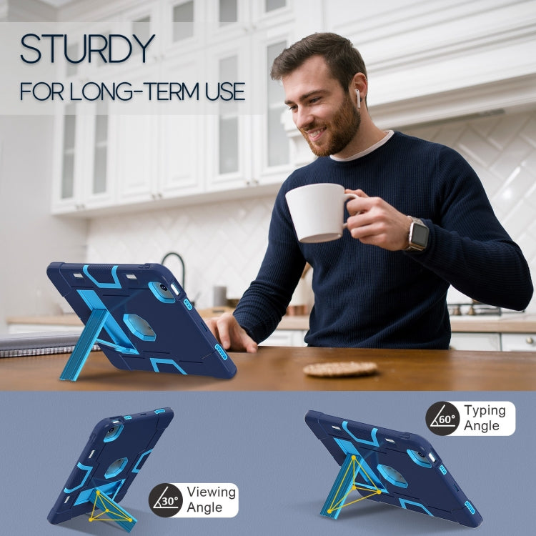 For iPad Air 11 2024 Contrast Color Silicone Acrylic PC Tablet Case with Holder(Navy Blue)