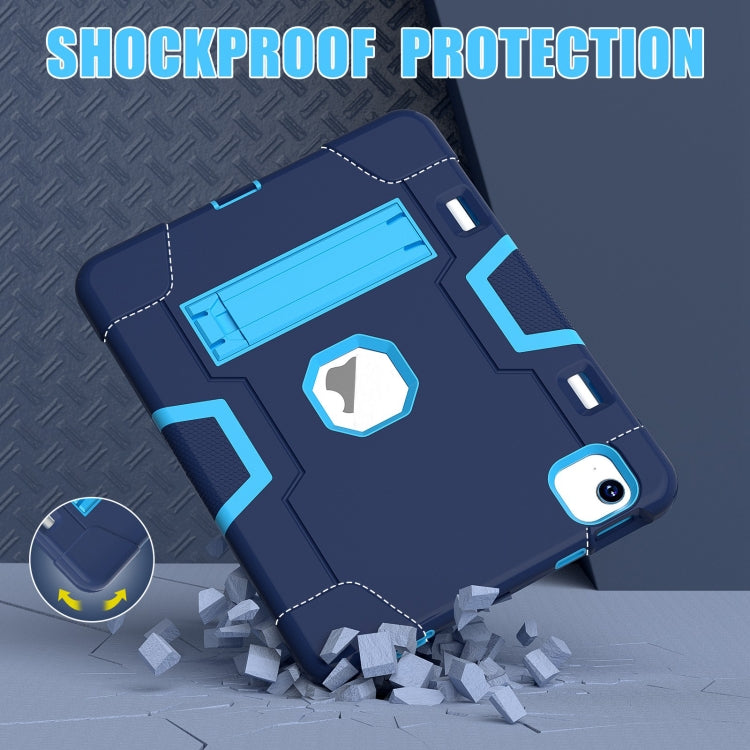 For iPad Air 11 2024 Contrast Color Silicone Acrylic PC Tablet Case with Holder(Navy Blue)