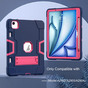 For iPad Air 11 2024 Contrast Color Silicone Acrylic PC Tablet Case with Holder(Navy Blue Rose Red)